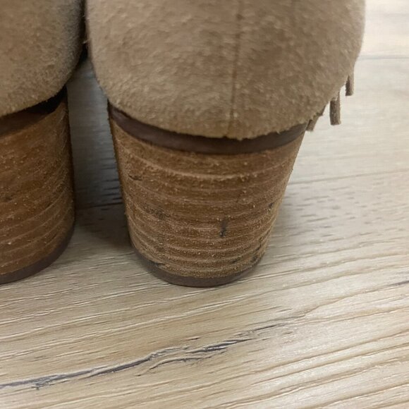 Banana Republic Hello Sole Mate Suede Leather Zip Fringe Ankle Booties 8.5M - Picture 7 of 7